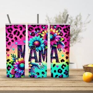 Colorful Mama Tumbler with Floral Design